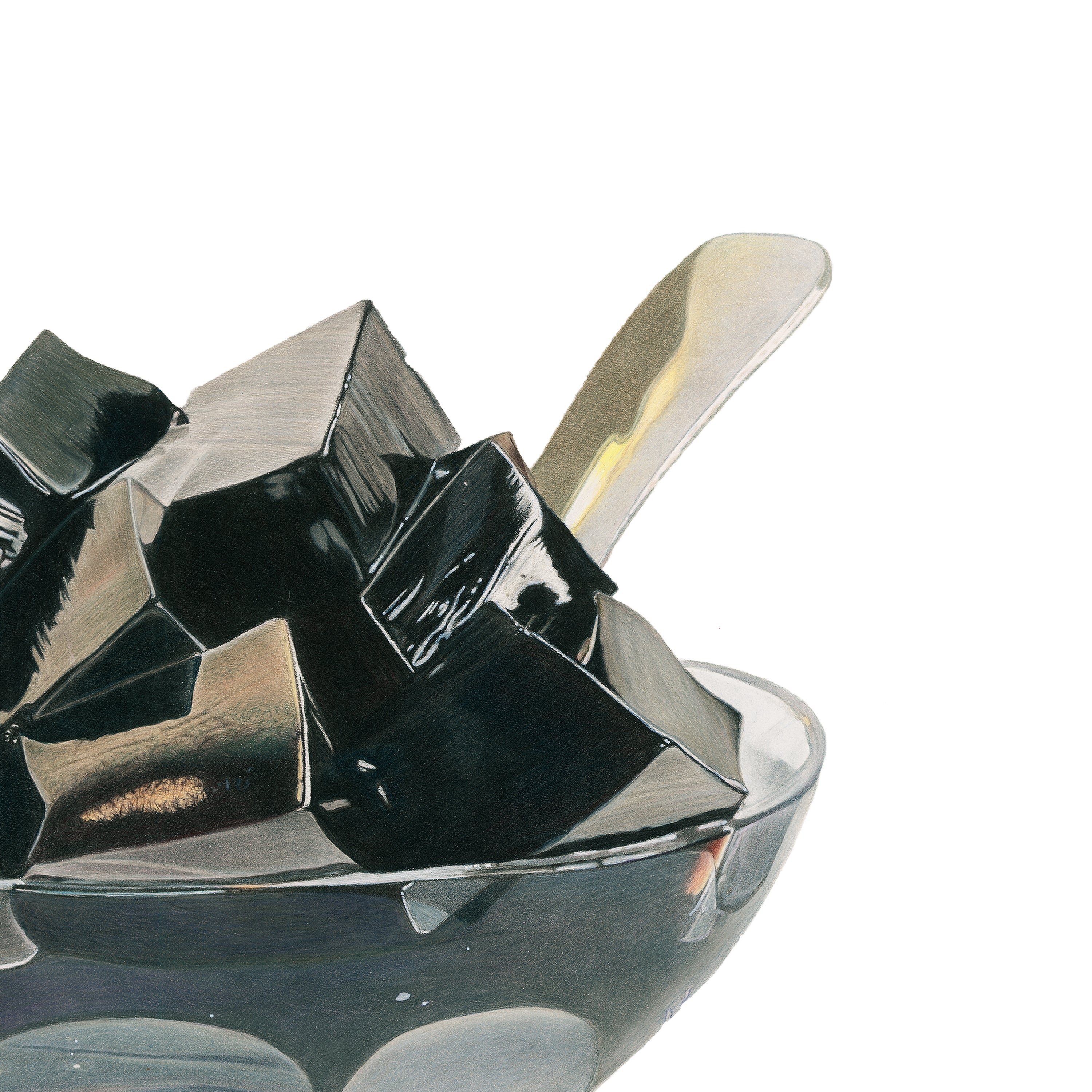 Detail shot of Boba: silver dessert spoon