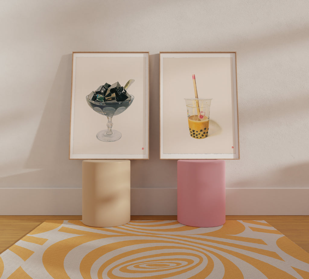 Artwork pairing of Boba and Jelly exuding a sense of exclusive, modern luxury