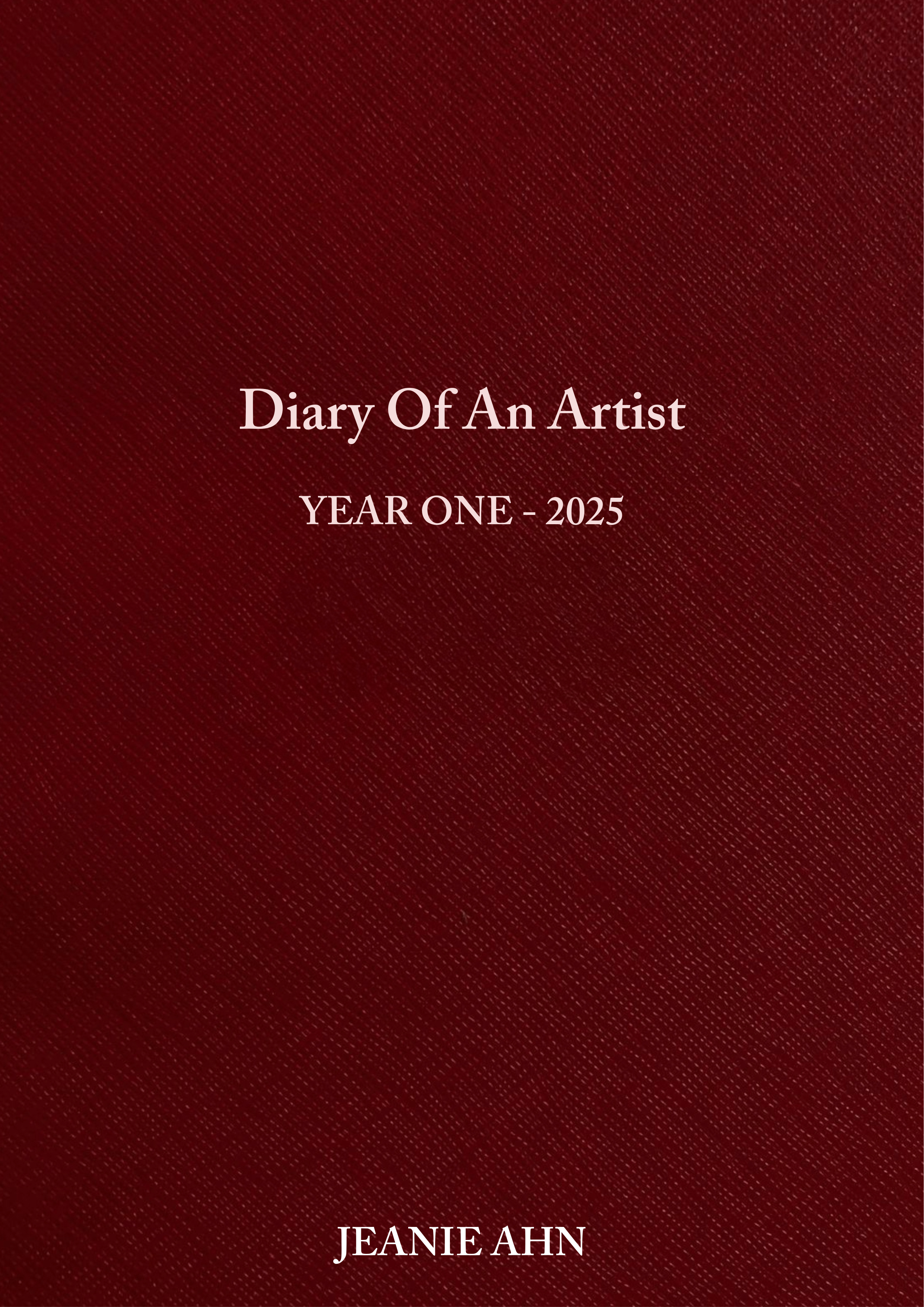 Red cover of 'Diary Of An Artist' with text 'YEAR ONE - 2025' and 'JEANIE AHN'.