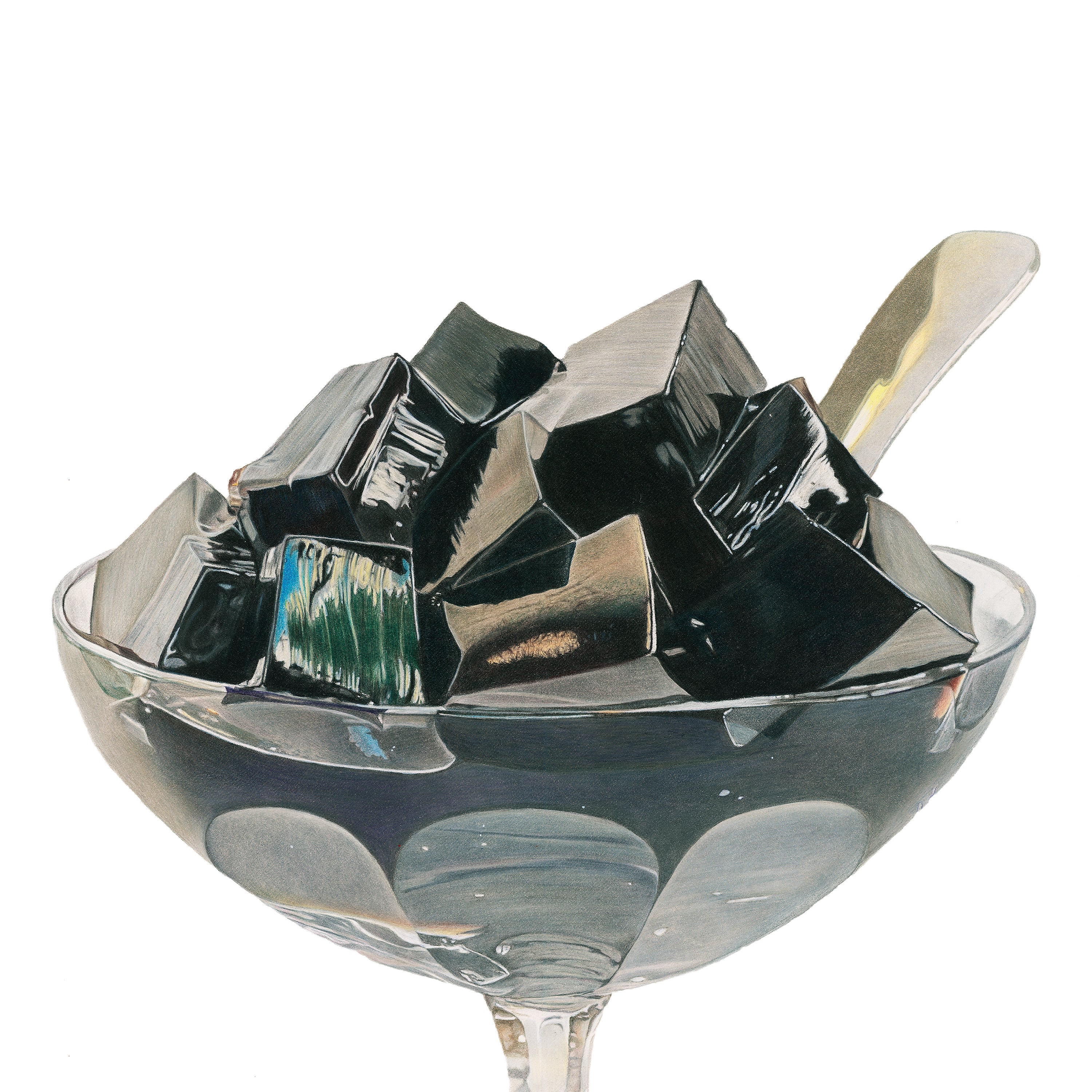 Detail shot of Jelly: Grass jelly cubes