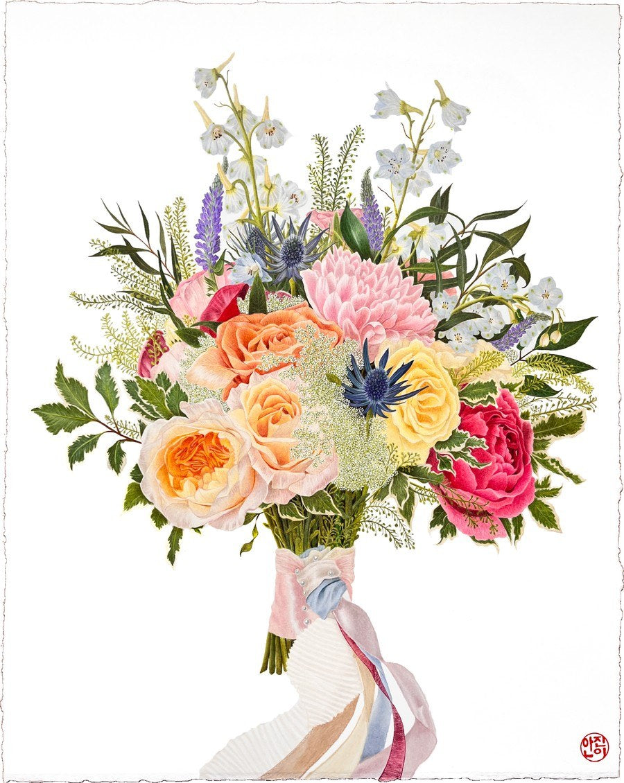 Framed bridal bouquet artwork in the base format